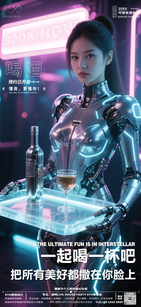 源文件下載【享設(shè)計(jì)】搜索編號(hào)：90010030516516193【酒吧KTV立刻預(yù)定機(jī)甲美女托盤海報(bào)】