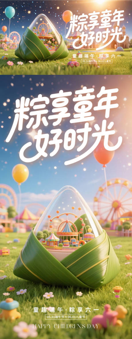 源文件下载【端午儿童节梦幻创意海报】编号：13660030877539767