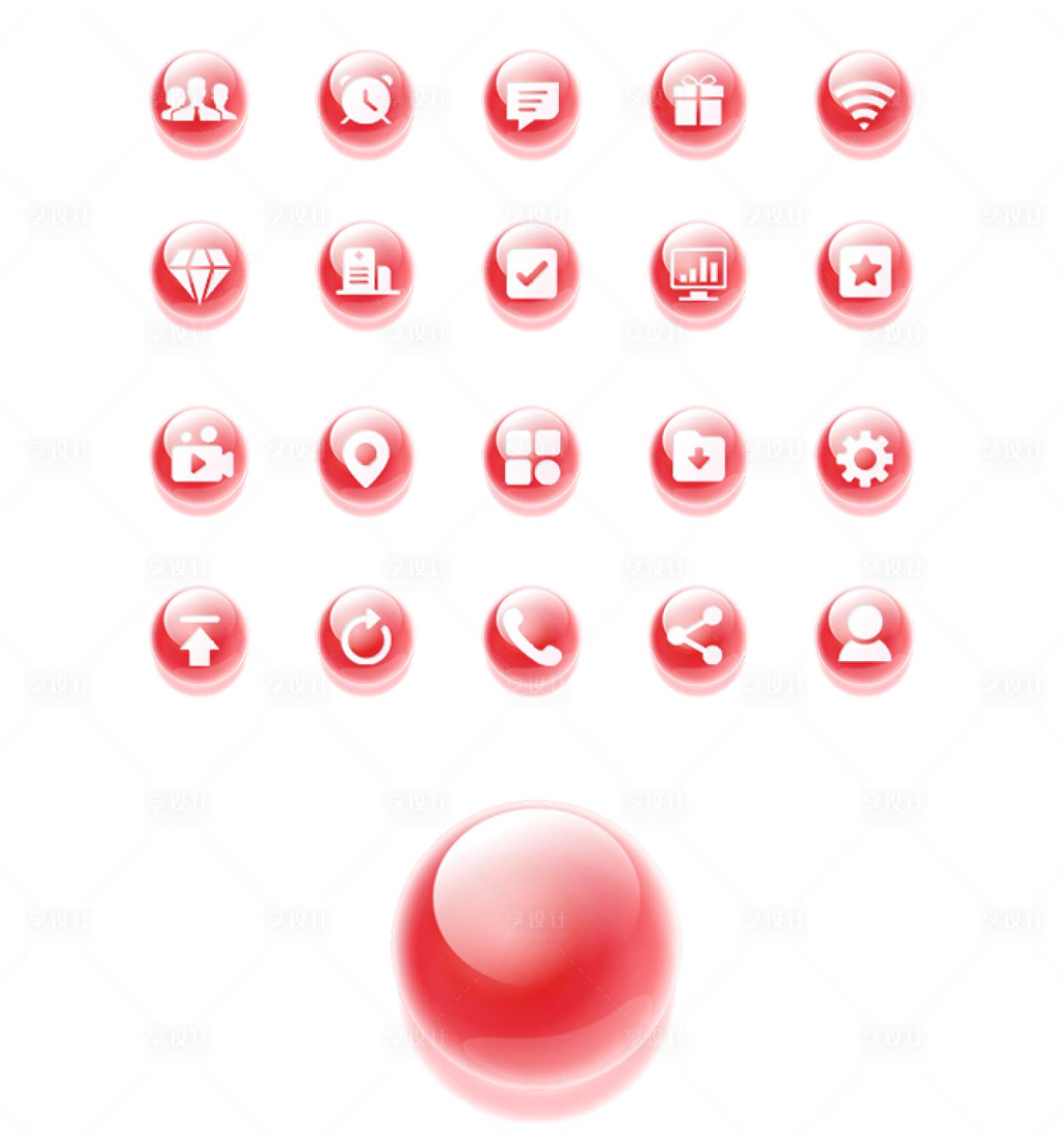 源文件下载【享设计】搜索编号：61600031020593656【红色图标设计】