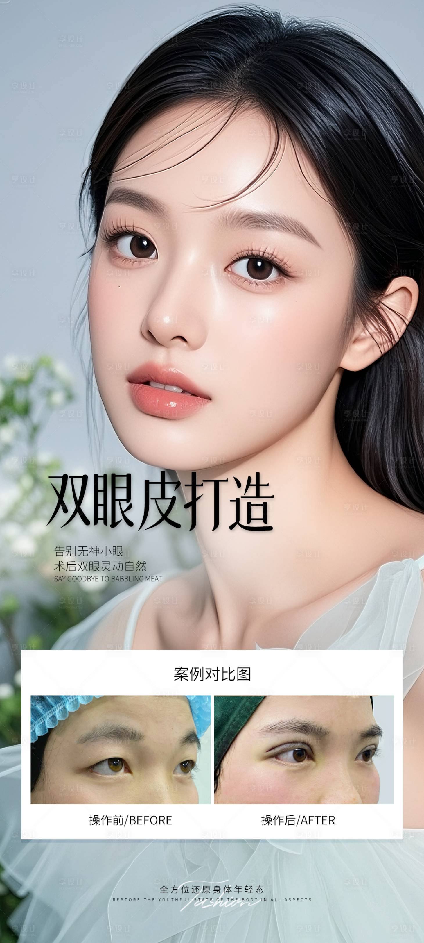 源文件下载【享设计】搜索编号：66590031223636248【医美双眼皮打造案例海报】
