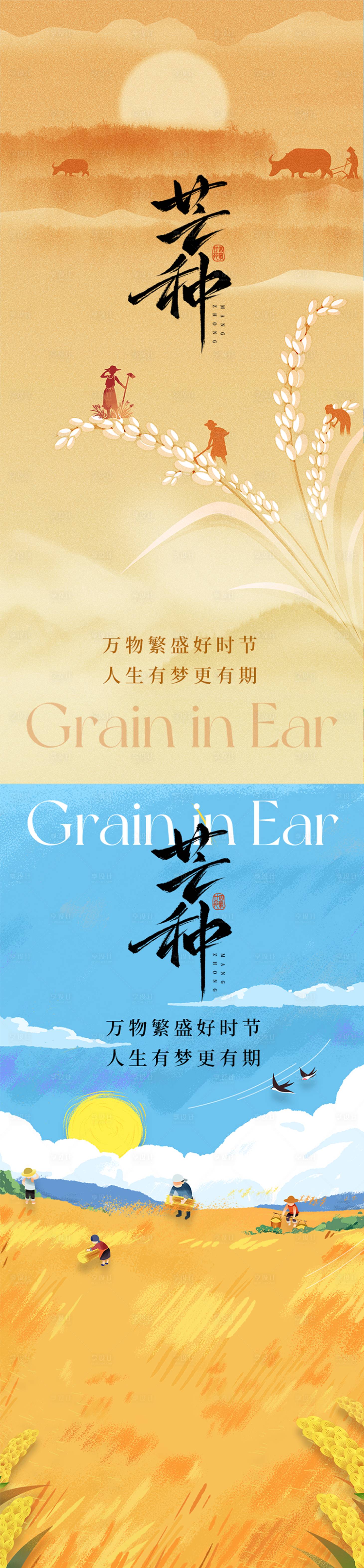 源文件下載【享設(shè)計(jì)】搜索編號(hào)：83110031114187067【芒種豐收麥穗插畫(huà)稻田】