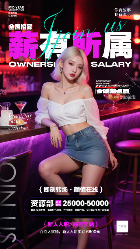 源文件下載【享設計】搜索編號：77440031382999650【酒吧招聘海報】