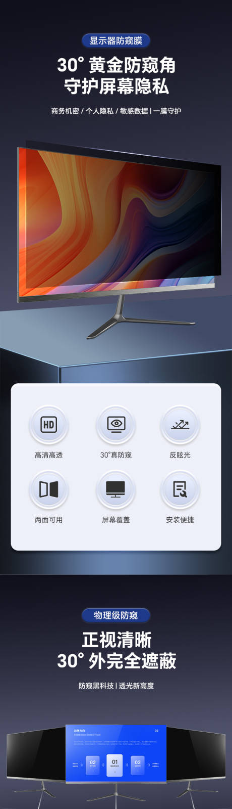 源文件下载【3C数码配件显示器防窥膜详情页】编号：95360031223566939