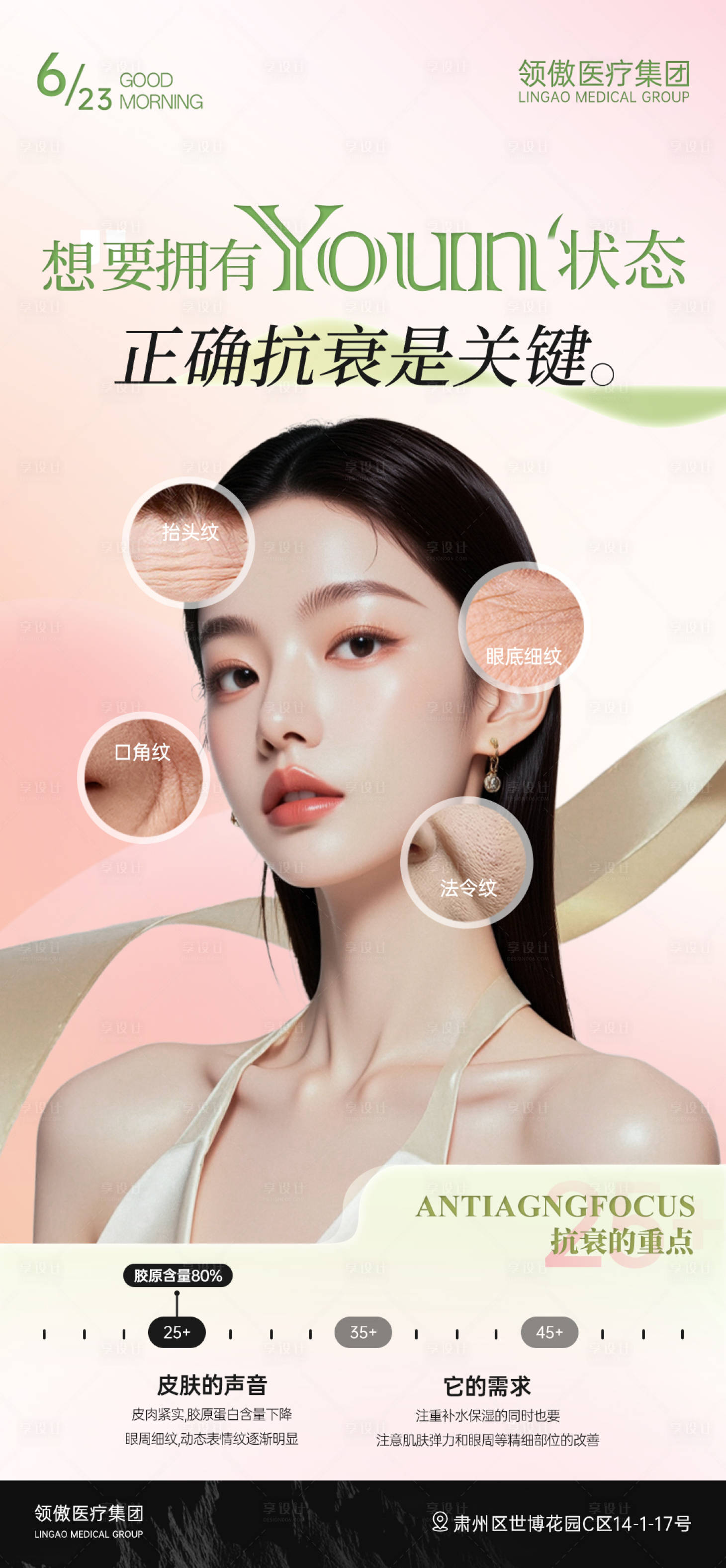 源文件下载【享设计】搜索编号：74550031501582513【医美面部抗衰科普项目推广图海报】