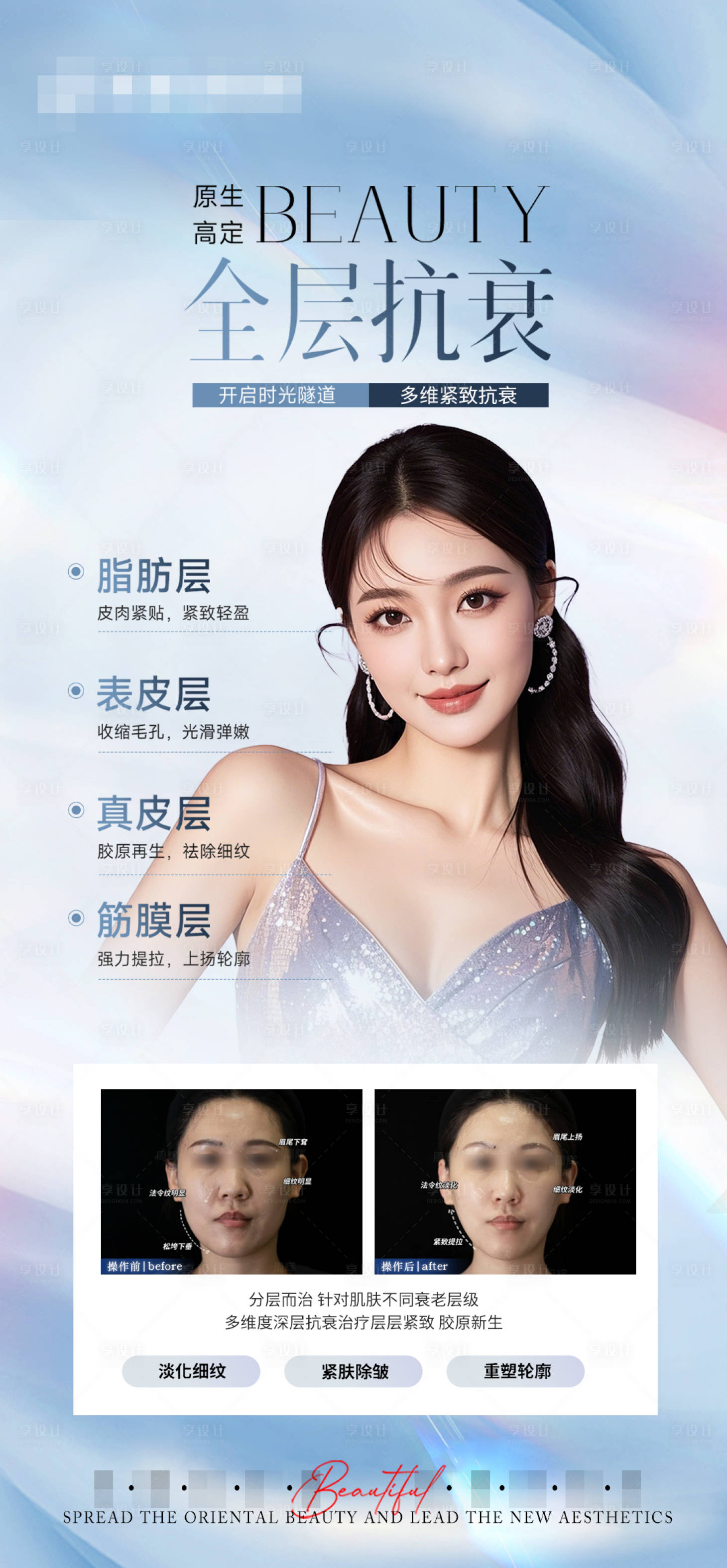 源文件下载【享设计】搜索编号：85890031131159241【医美全层抗衰宣传对比海报】
