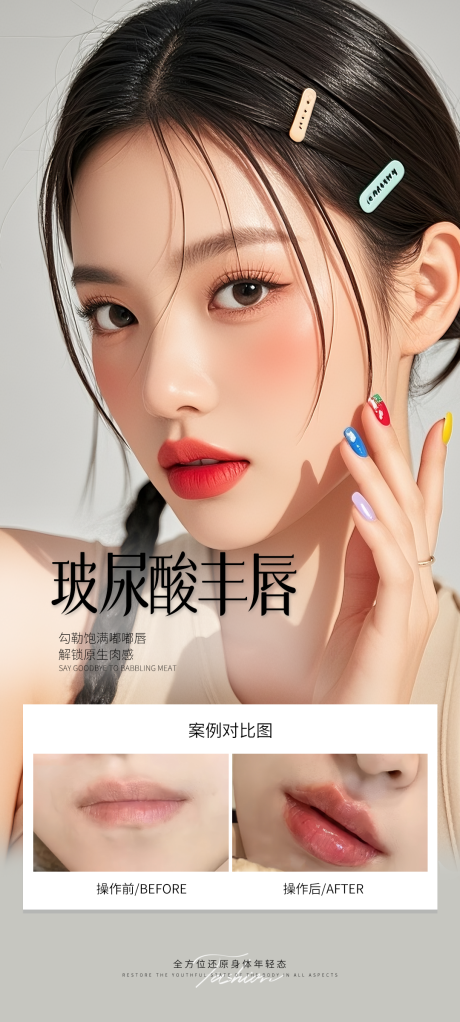 源文件下载【玻尿酸丰唇案例海报】编号：66490031225667696