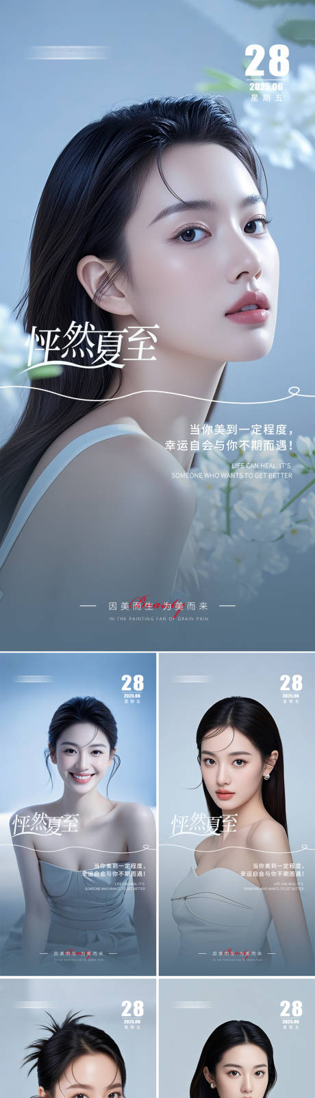 源文件下载【享设计】搜索编号：35580031485244048【夏至美业早安人物海报】