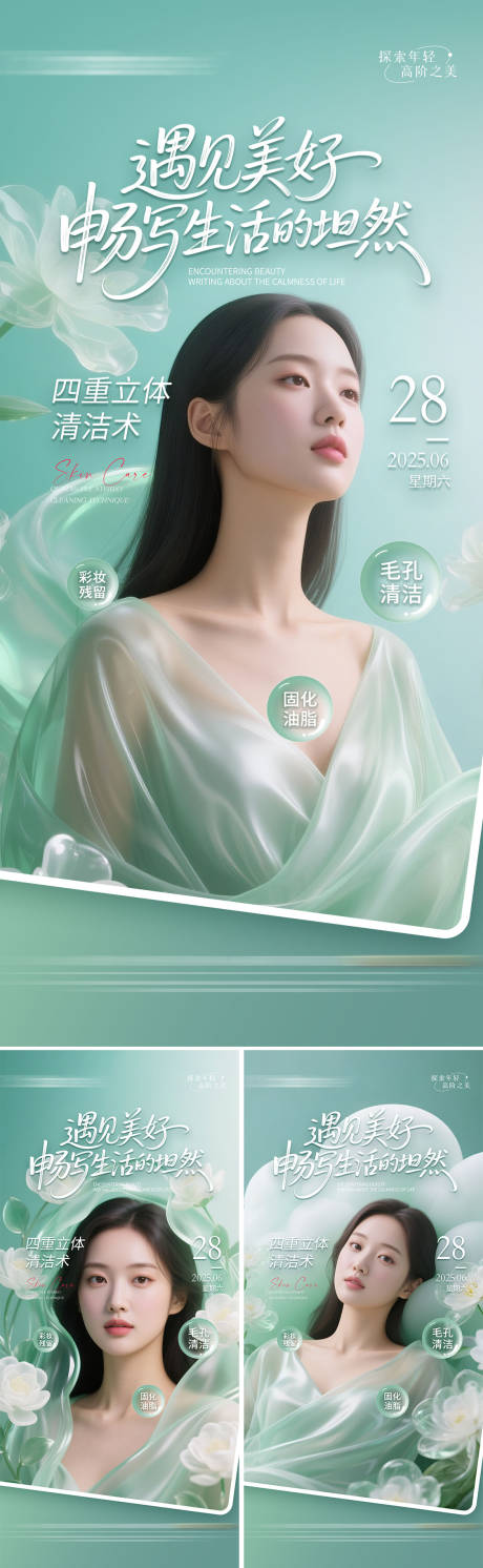 源文件下載【彌散漸變色系醫美美容護膚模特早安圖】編號：24170031621792049