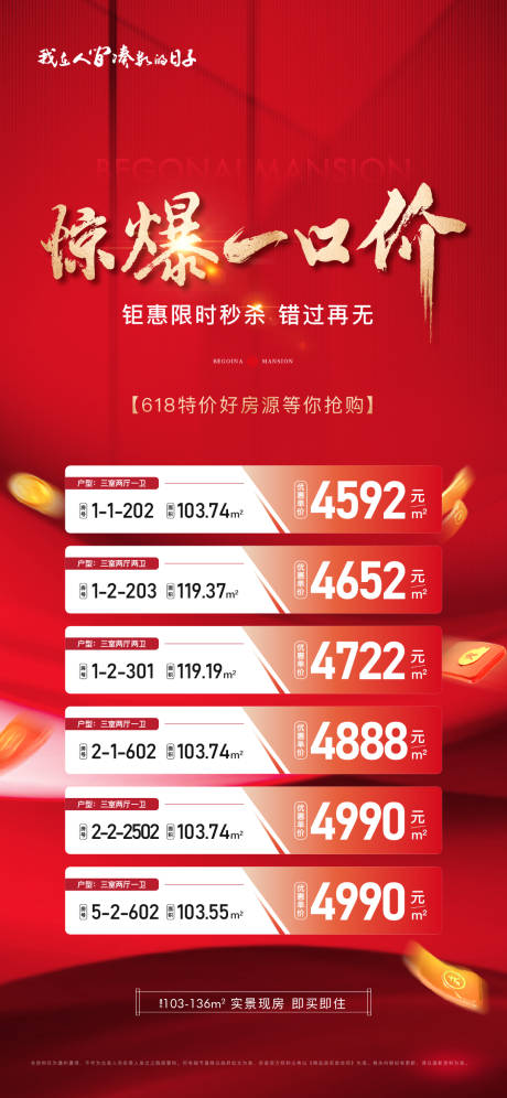 地产红金一口价海报
