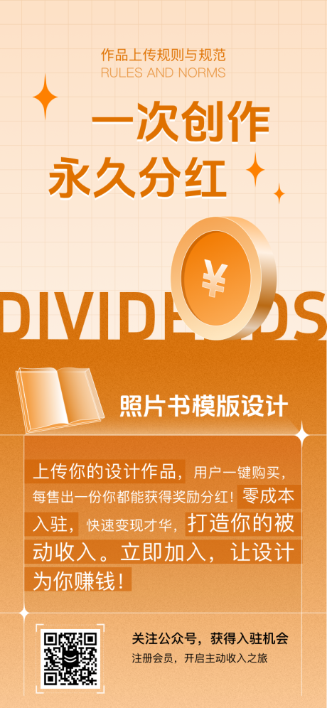 源文件下载【一次创作照片书永久分红海报】编号：22740031660892161