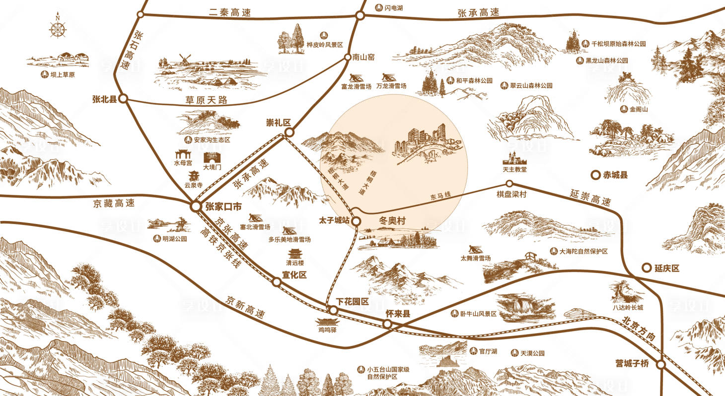 源文件下载【享设计】搜索编号：20470031464006403【风景插画地图】