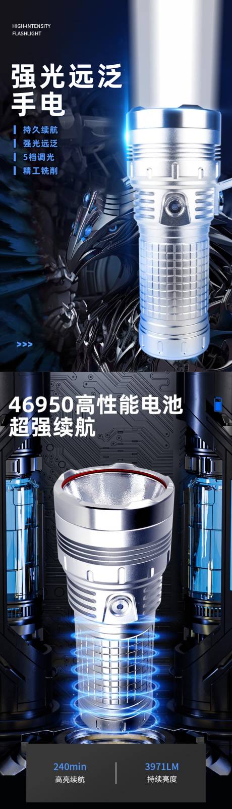 户外手电筒科技感电商详情页