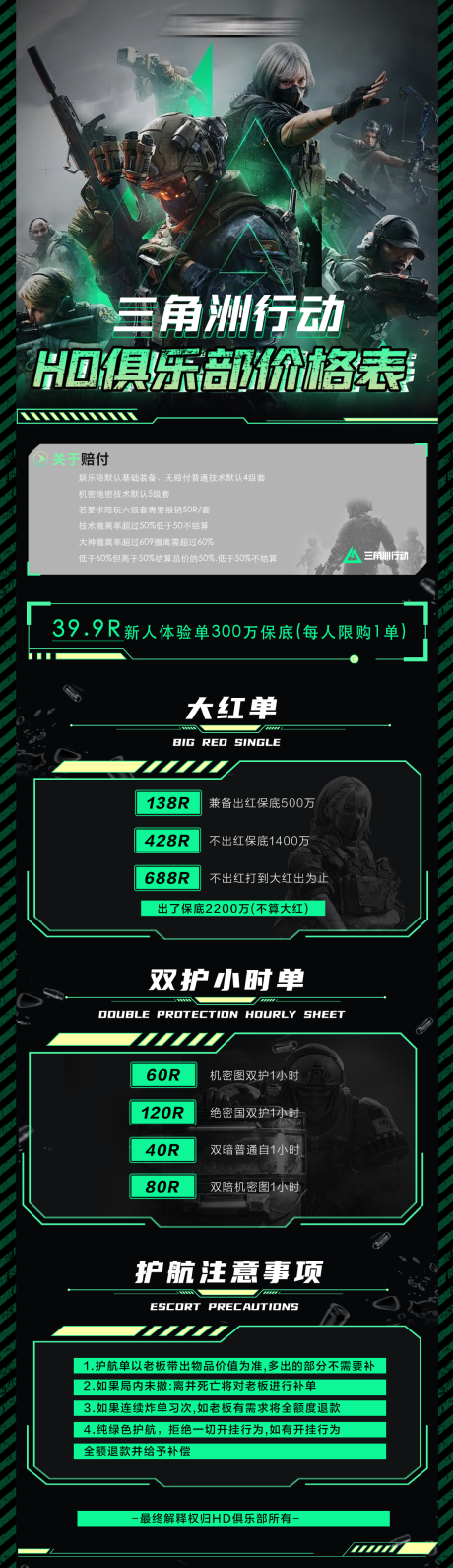 三角洲行动游戏价格表活动长图h5