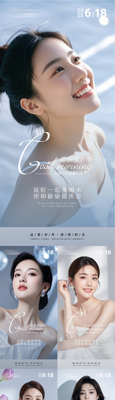 源文件下载【享设计】搜索编号：92790031134467680【医美早安人物系列海报】
