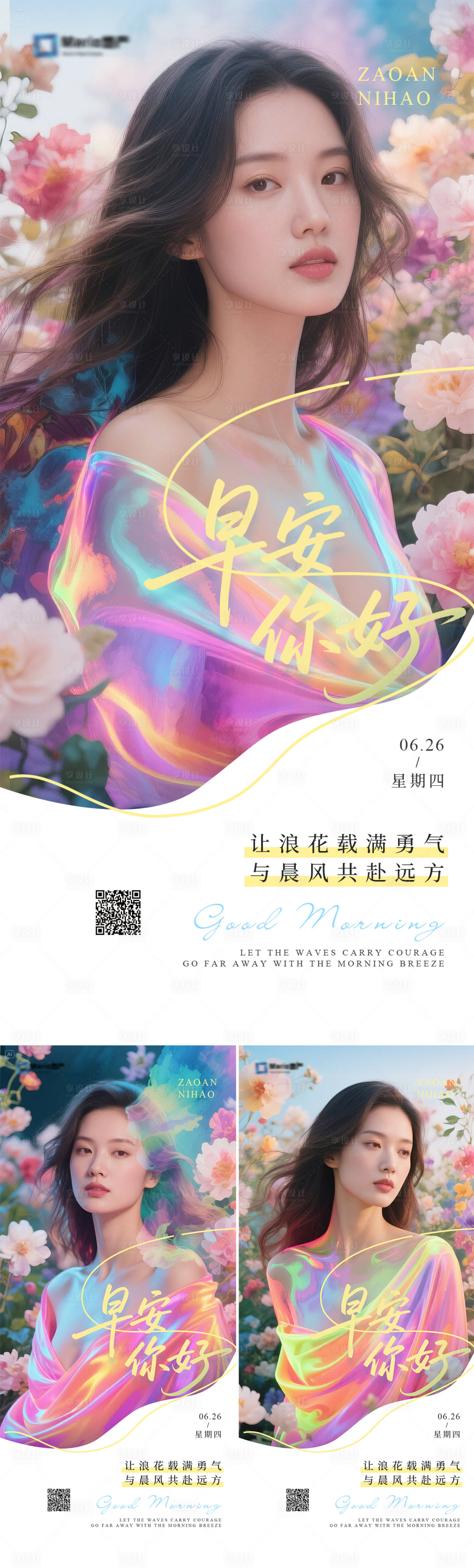 源文件下载【享设计】搜索编号：42120031152747709【医美早安人物海报】