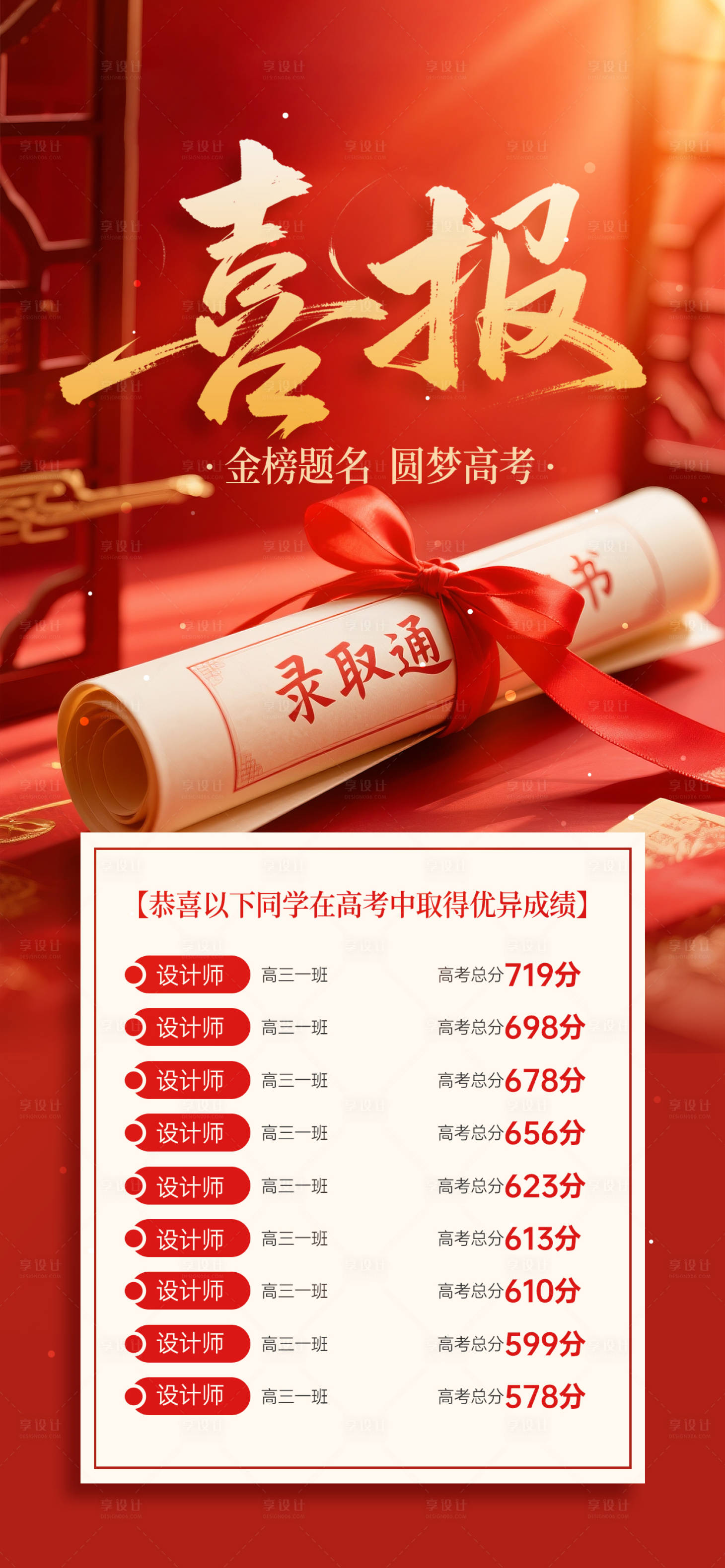 源文件下載【喜慶高考光榮榜榮譽金榜題名喜報海報】編號：44850031545259271