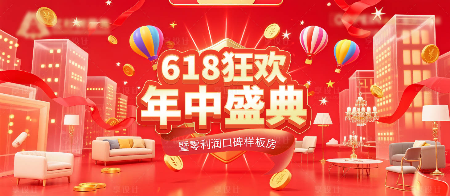 源文件下載【享設計】搜索編號：97660031663677357【618狂歡年中盛典背景板】