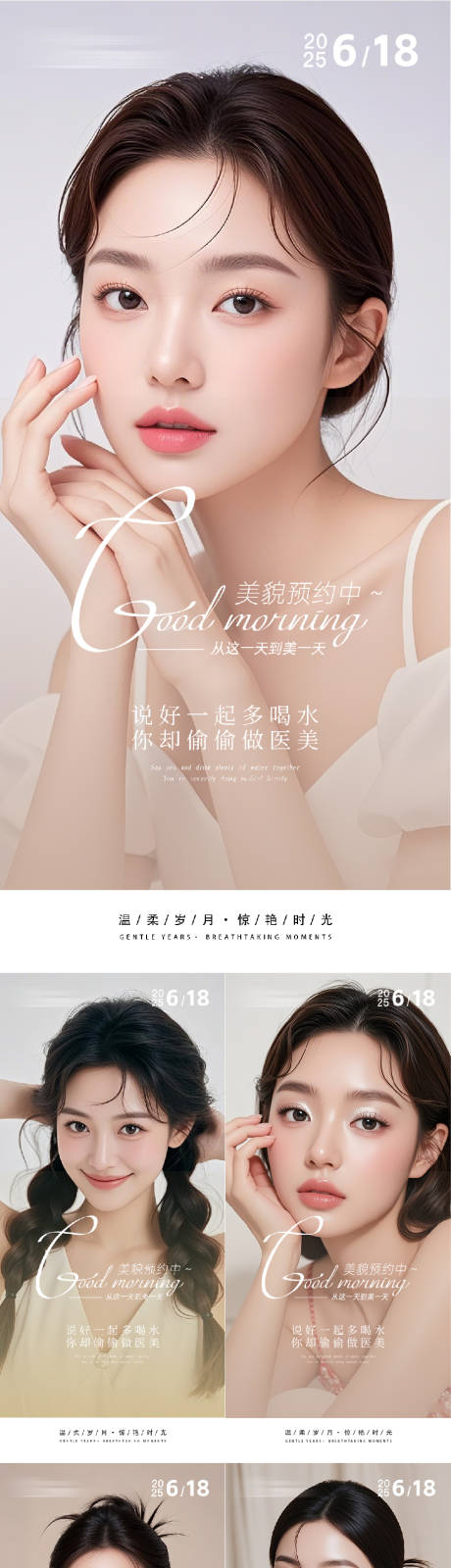 源文件下载【医美618早安图预约海报】编号：76360031623903436