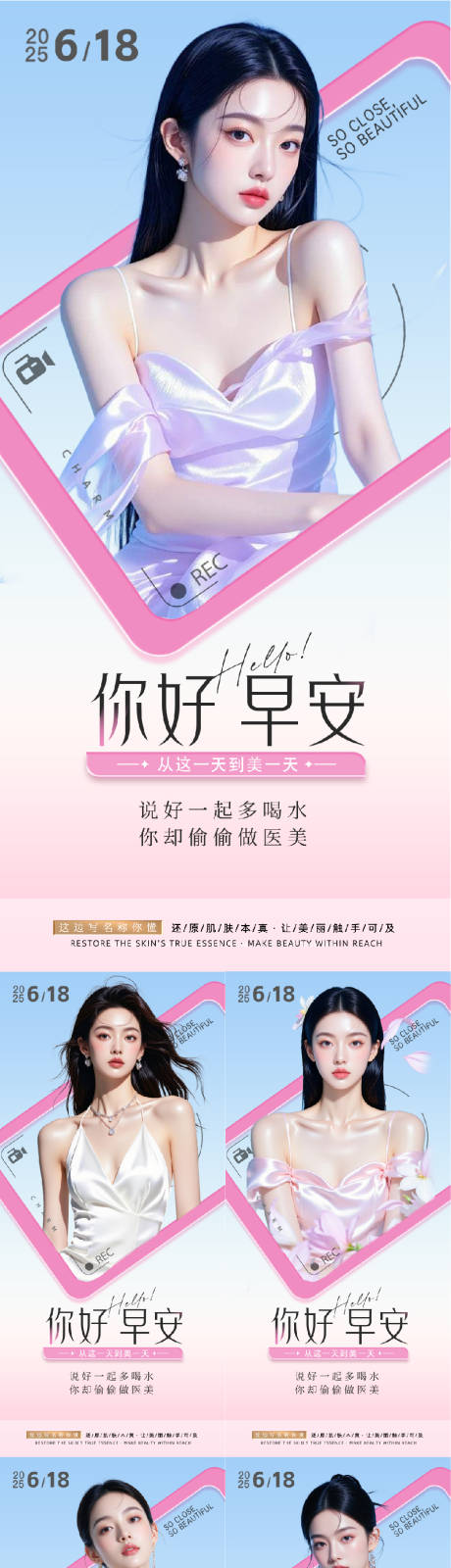 源文件下载【享设计】搜索编号：44640031344528947【医美早安人物系列海报】
