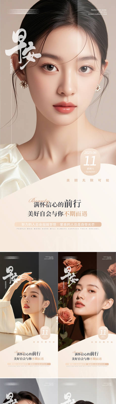 源文件下载【享设计】搜索编号：48760031504815044【美业早安人物海报】