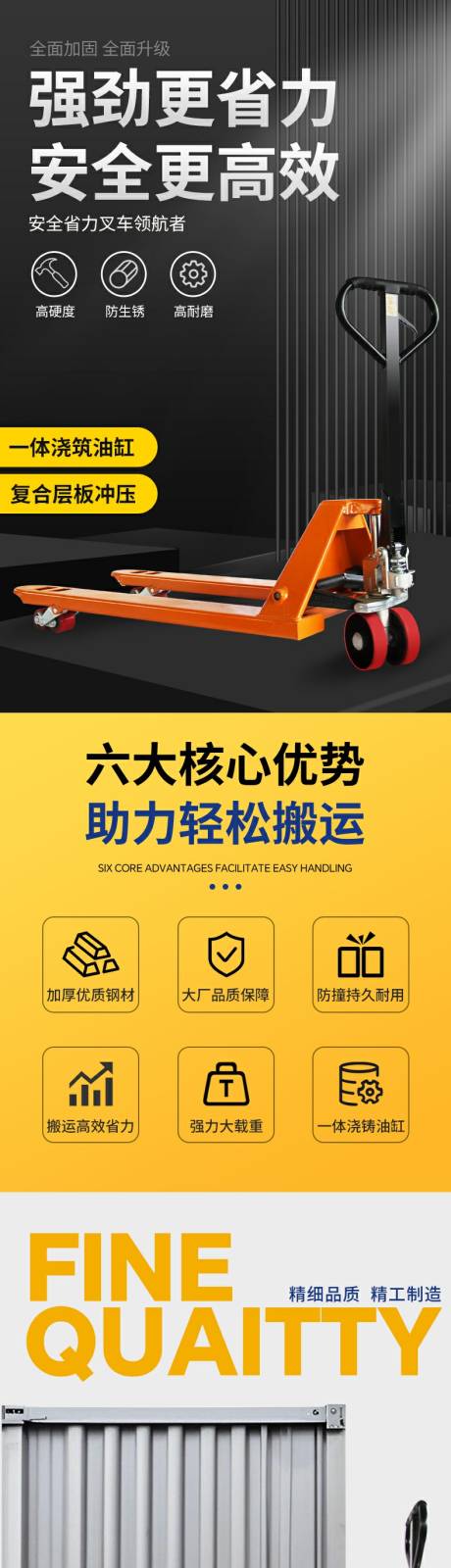 工业搬运手动液压叉车详情页