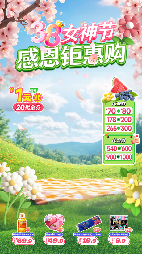 源文件下载【38女神节感恩钜惠购直播贴片海报】编号：54760031322558065
