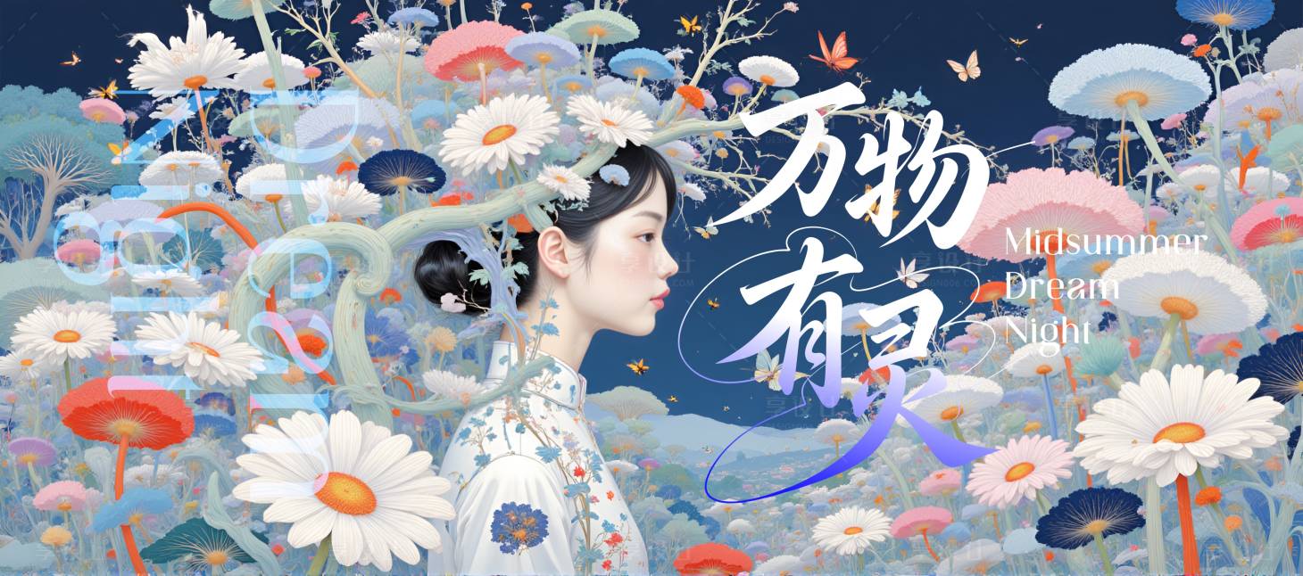 源文件下载【享设计】搜索编号：35550031500009837【仲夏梦之夜创意插画背景板】
