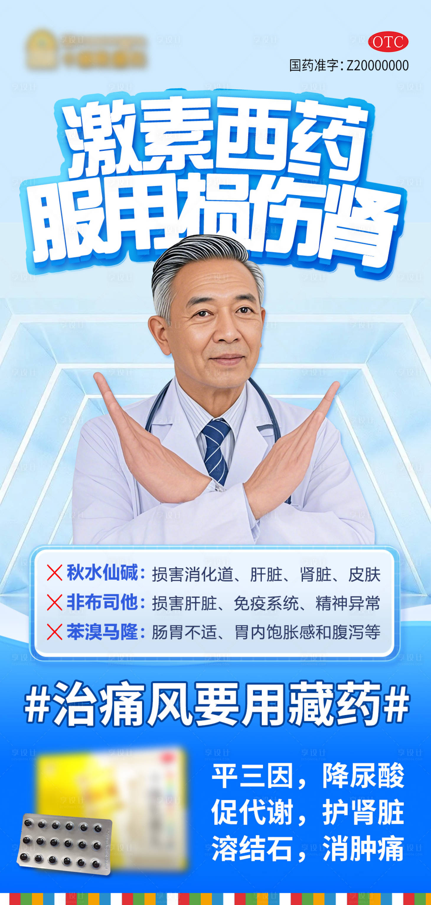 源文件下载【痛风高尿酸药品宣传海报】编号：35050031476869773