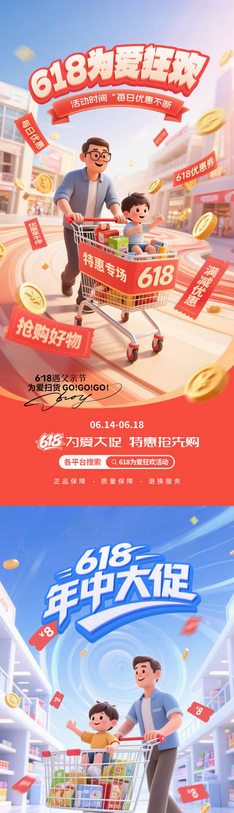 源文件下载【父亲节618预售大促购物车海报】编号：80800031357525988