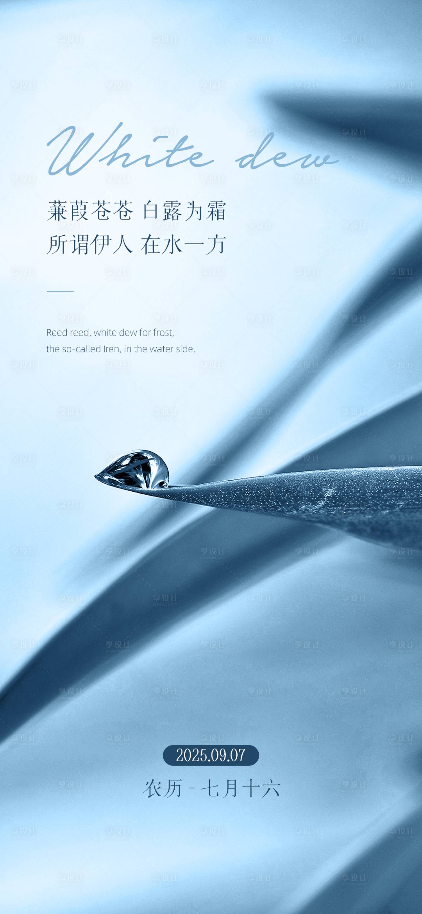 源文件下載【享設計】搜索編號：47060031398658550【白露節氣露水藍色海報】