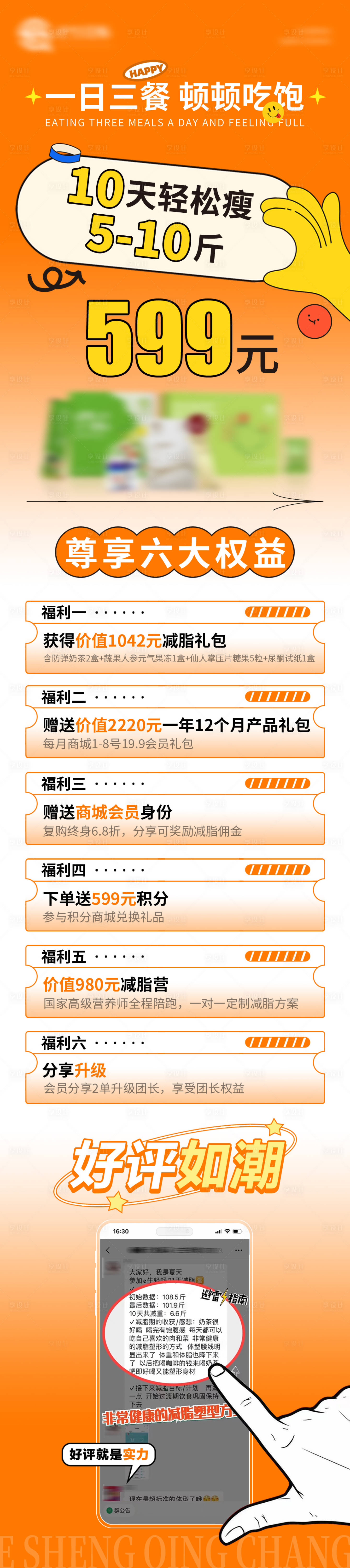 源文件下载【享设计】搜索编号：77640031246553214【减脂塑身权益好评长图】