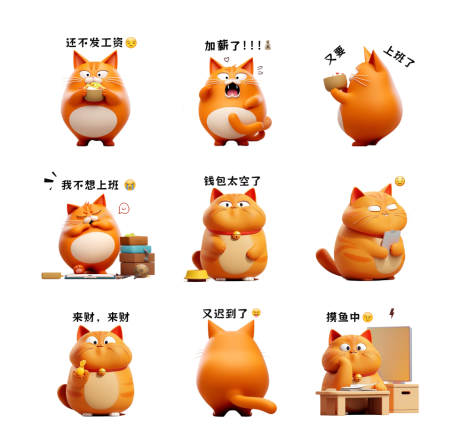 源文件下载【可爱表情包小猫IP形象设计】编号：59490031454553903