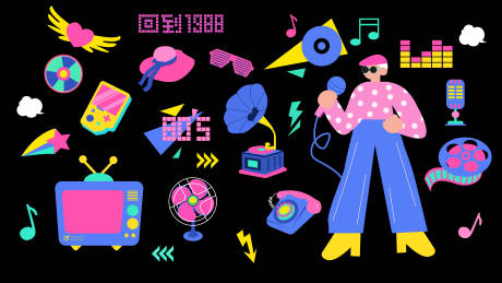 源文件下载【8090年代元素装饰复古插画】编号：32380031402327399