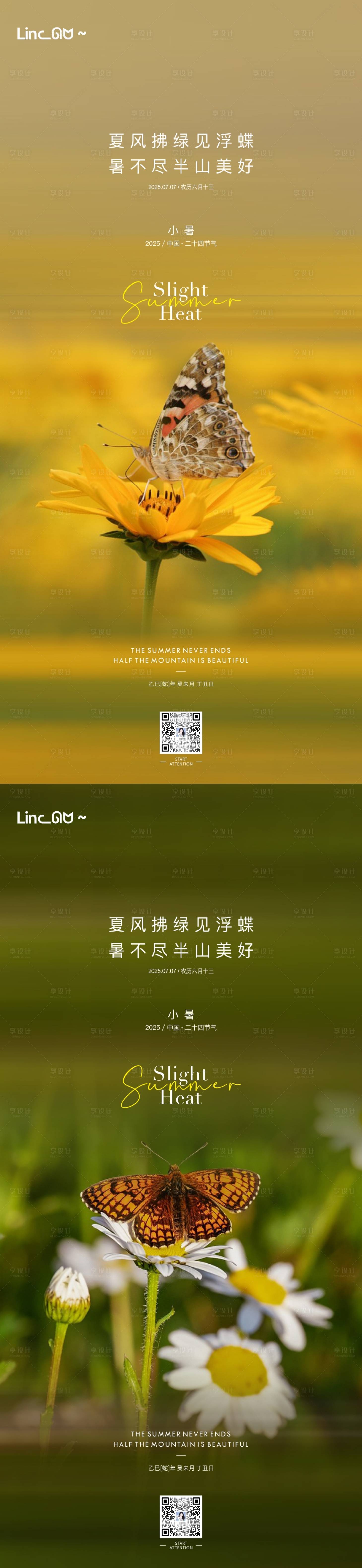 源文件下载【享设计】搜索编号：84220031541169888【小暑蝴蝶微单系列海报】