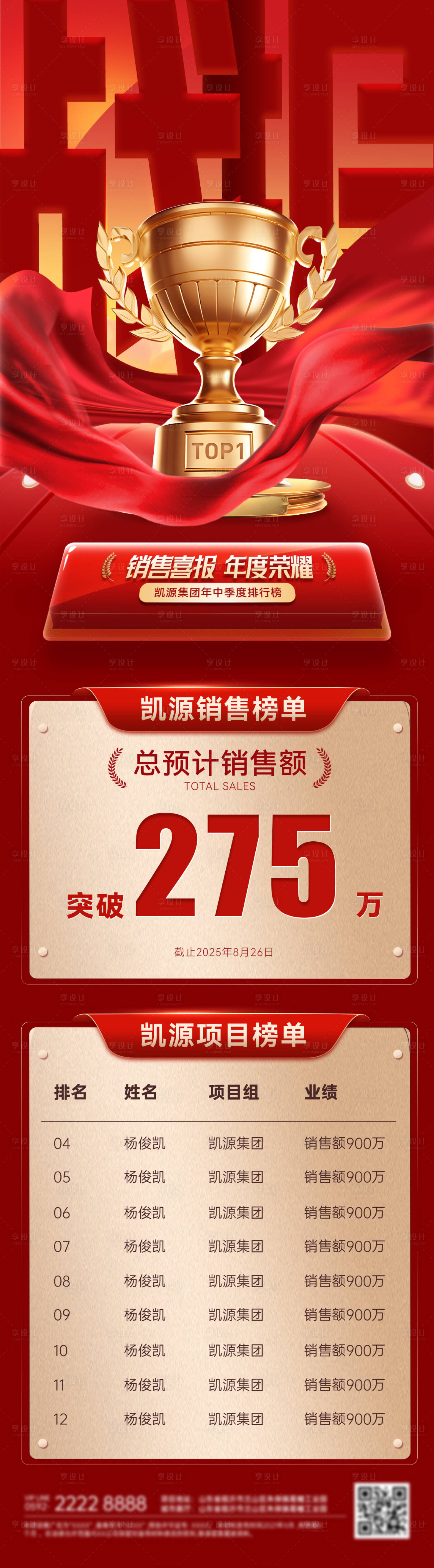 源文件下载【享设计】搜索编号：11350031358722654【喜报战报捷报排行榜业绩榜单销售海报】