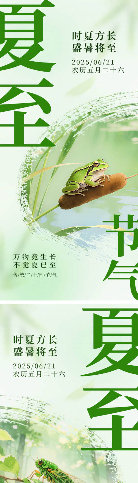 源文件下载【绿色清新夏至节气系列海报】编号：60800031254075024