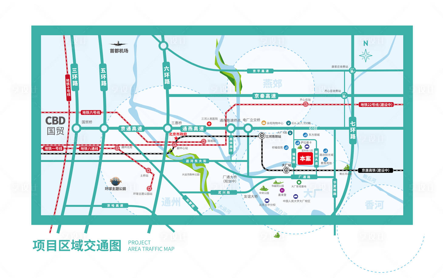 源文件下载【享设计】搜索编号：54610031579457993【房地产区位图广告展板】