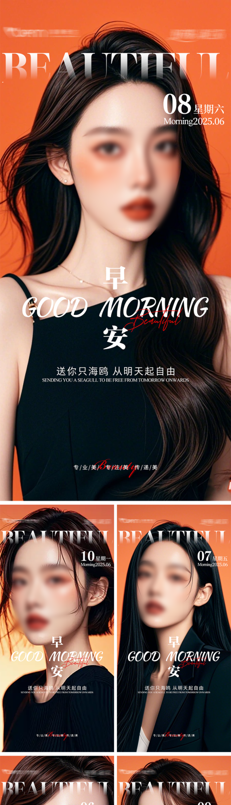 源文件下载【美业高级轻奢早安海报】编号：55450031383787154