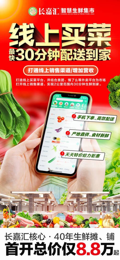 农贸市场线上买菜海报