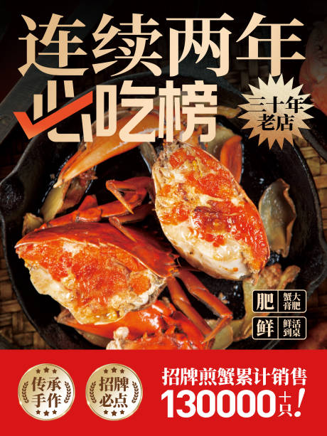 源文件下載【餐飲煎蟹燈箱海報】編號：11450031602007171