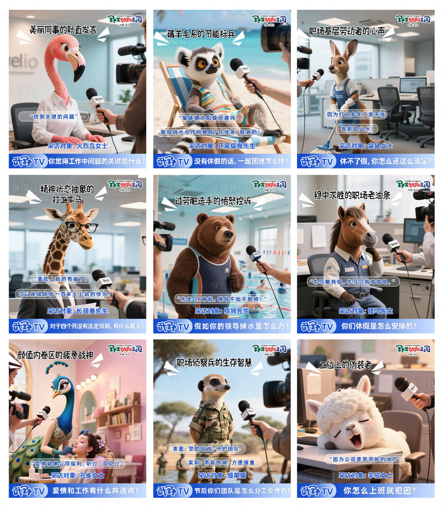 源文件下载【享设计】搜索编号：44710031427088859【动物吐槽系列海报】