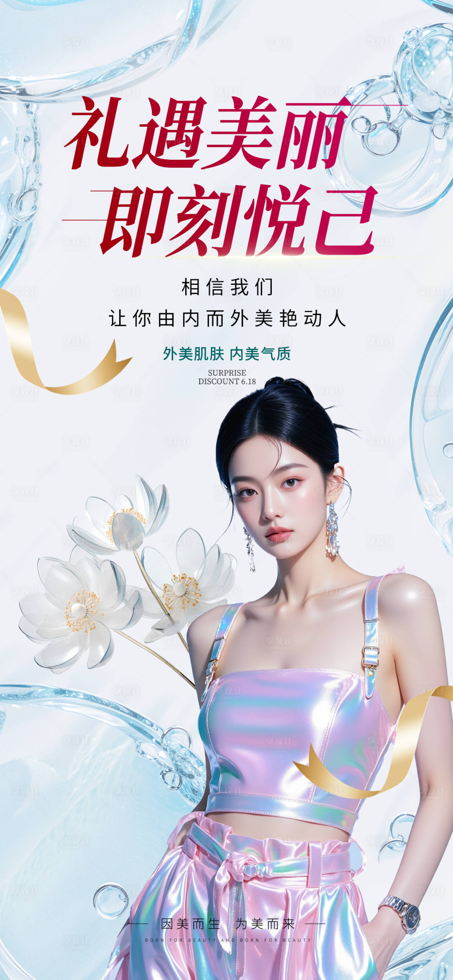 源文件下载【享设计】搜索编号：55570031198193488【医美水光科普抗衰光子嫩肤海报】