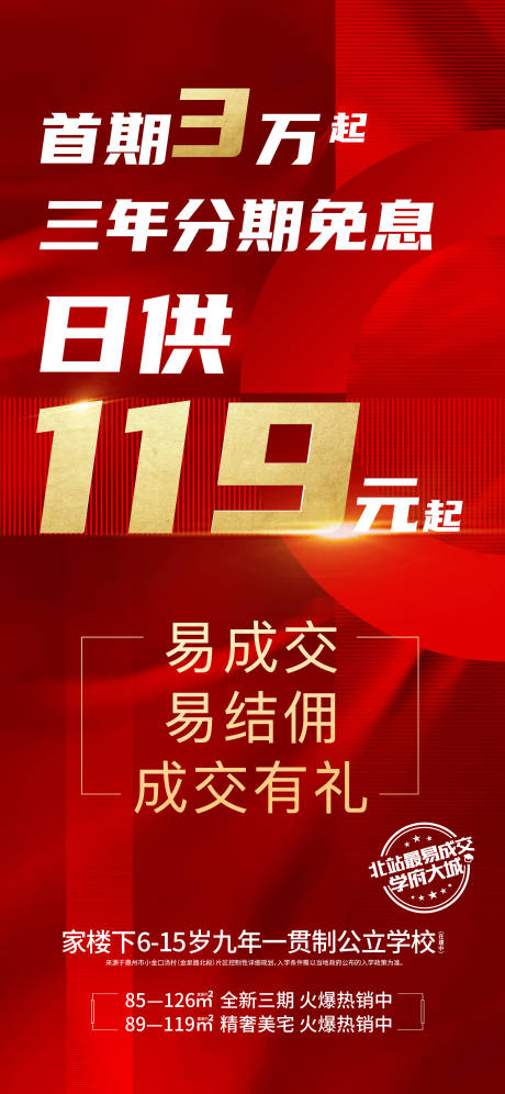 源文件下載【地產熱銷紅金海報】編號：72350031510798076