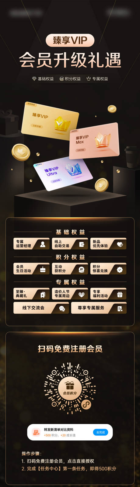 源文件下载【享设计】搜索编号：46460031531474528【VIP会员权益黑金长图海报】