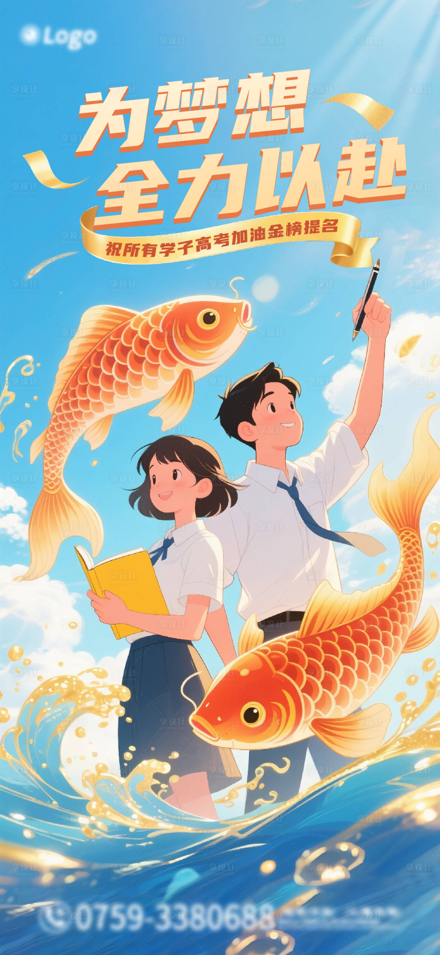 源文件下载【享设计】搜索编号：11720031153991641【高考助力高端插画海报】