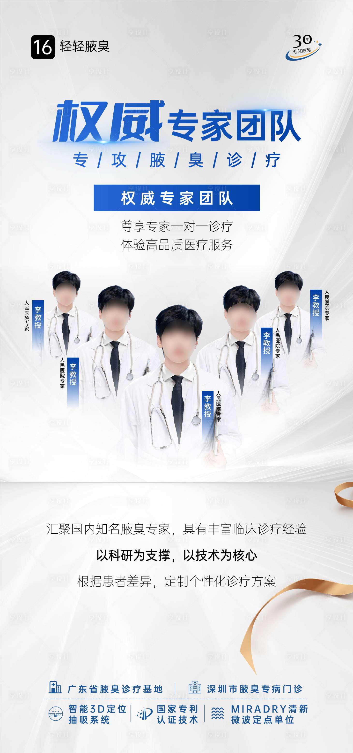 源文件下载【享设计】搜索编号：77230031593636689【腋臭医生专家团队介绍海报】