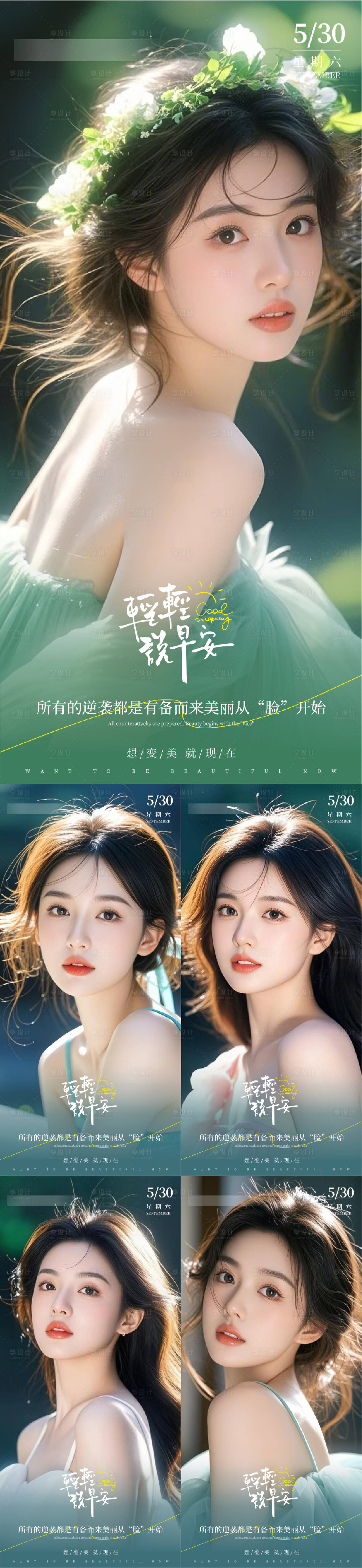 源文件下载【享设计】搜索编号：58060031298434917【医美早安人物系列海报】
