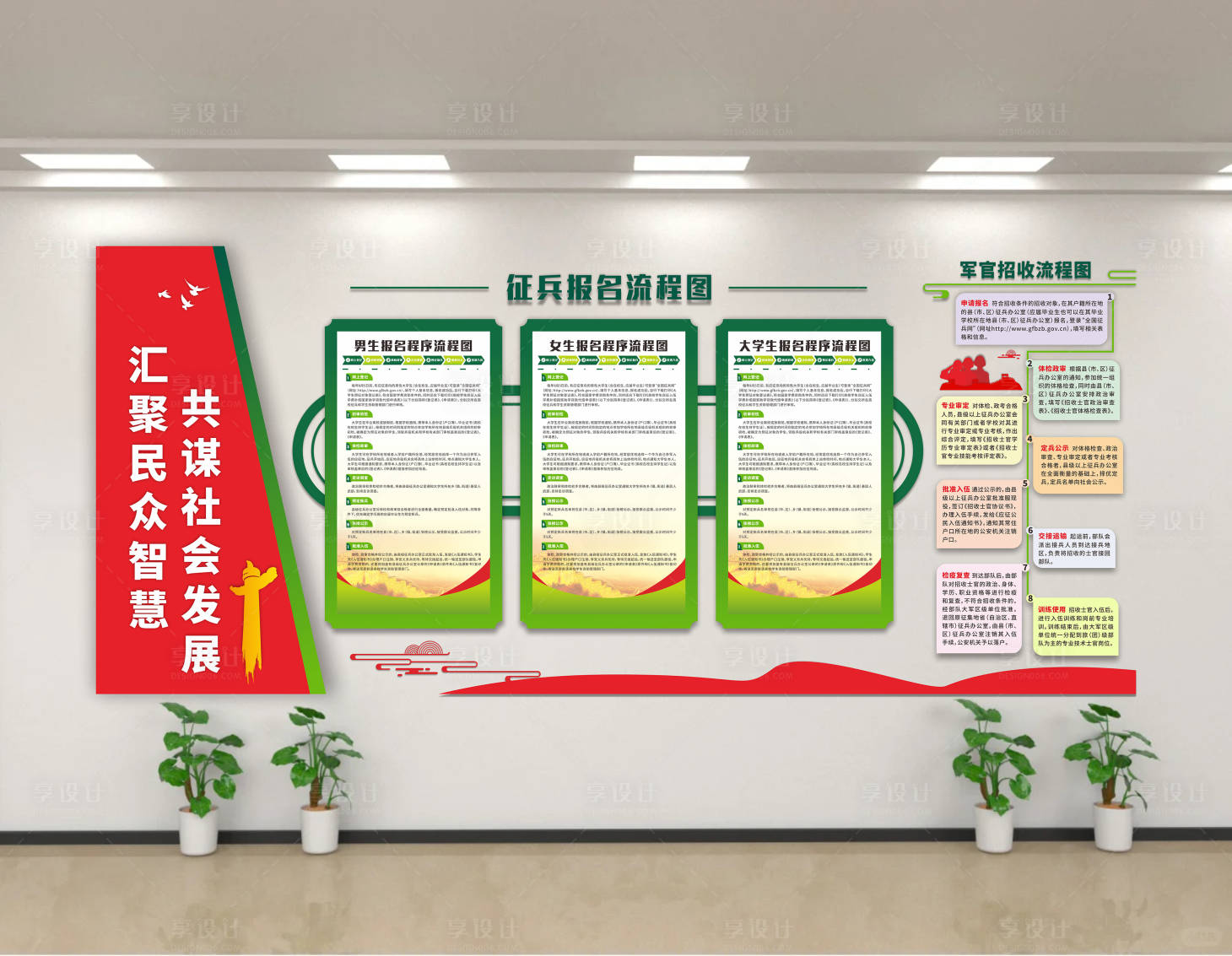 源文件下載【享設(shè)計】搜索編號：36590031174071304【黨建征兵文化墻】