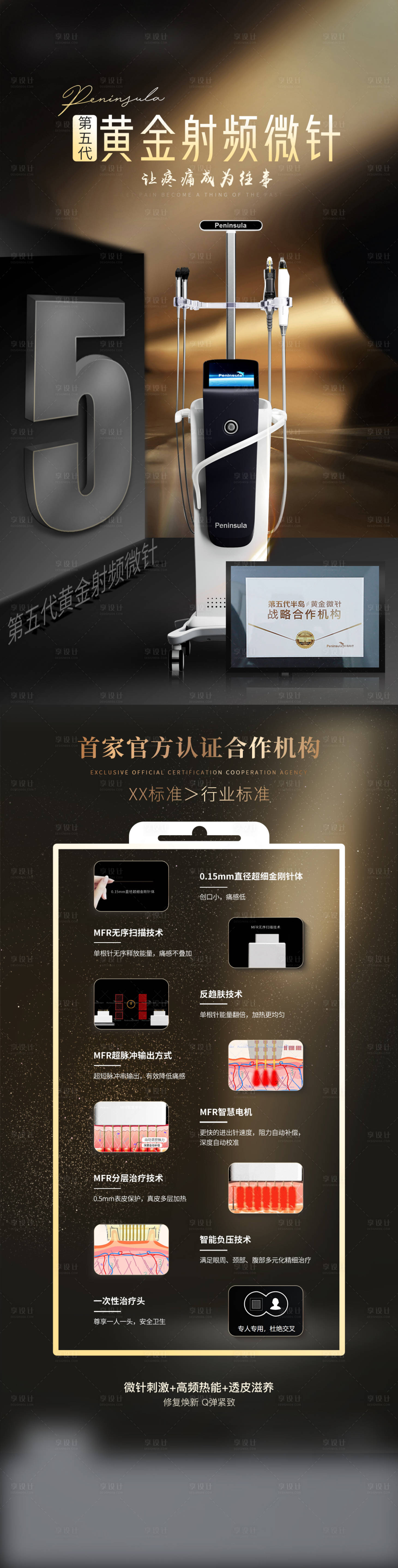 源文件下载【享设计】搜索编号：99410031208955372【黄金微针宣传海报】