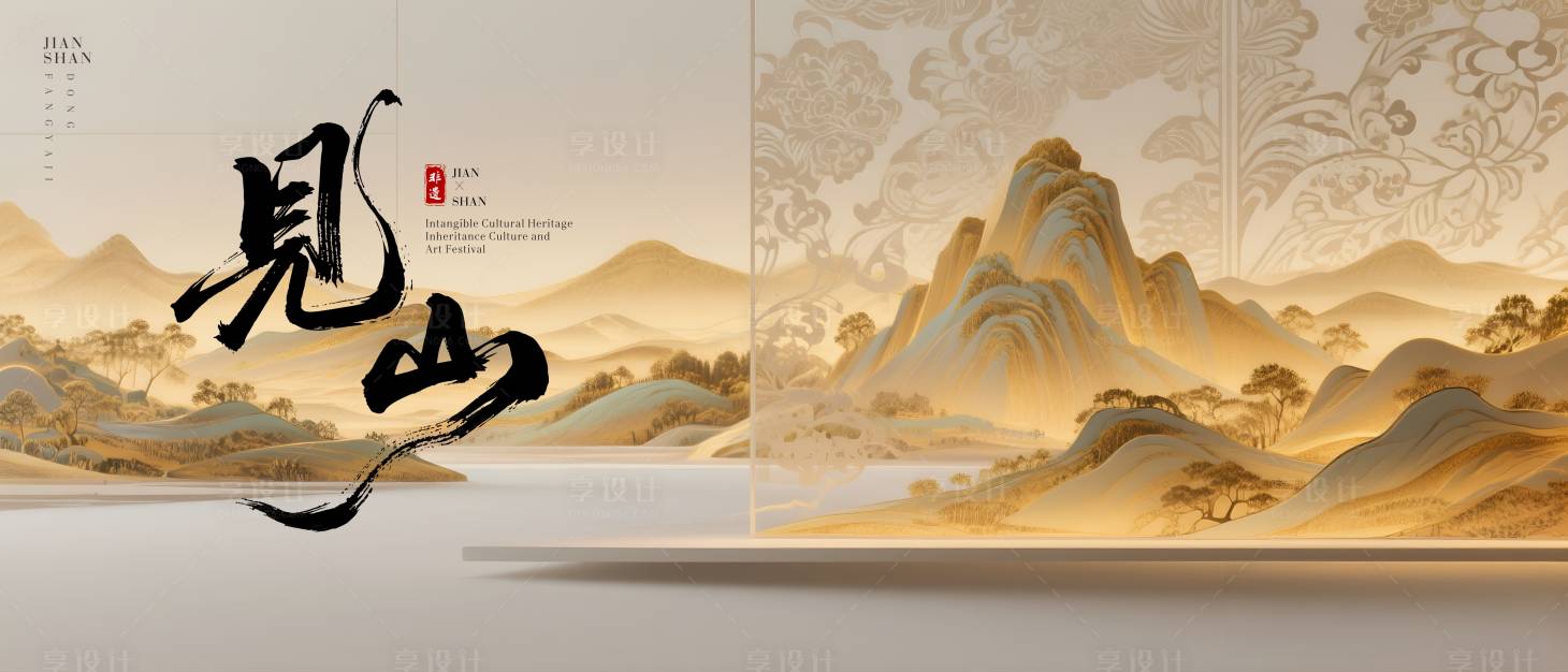 源文件下載【山水意境活動(dòng)背景板】編號(hào)：37120031544323575